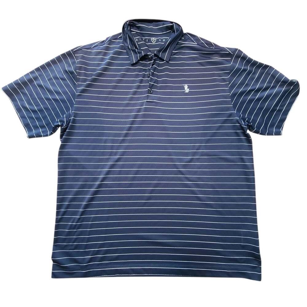 Nike Golf Shirt Mens XL Black White Striped Dri Fit Polo Country Club